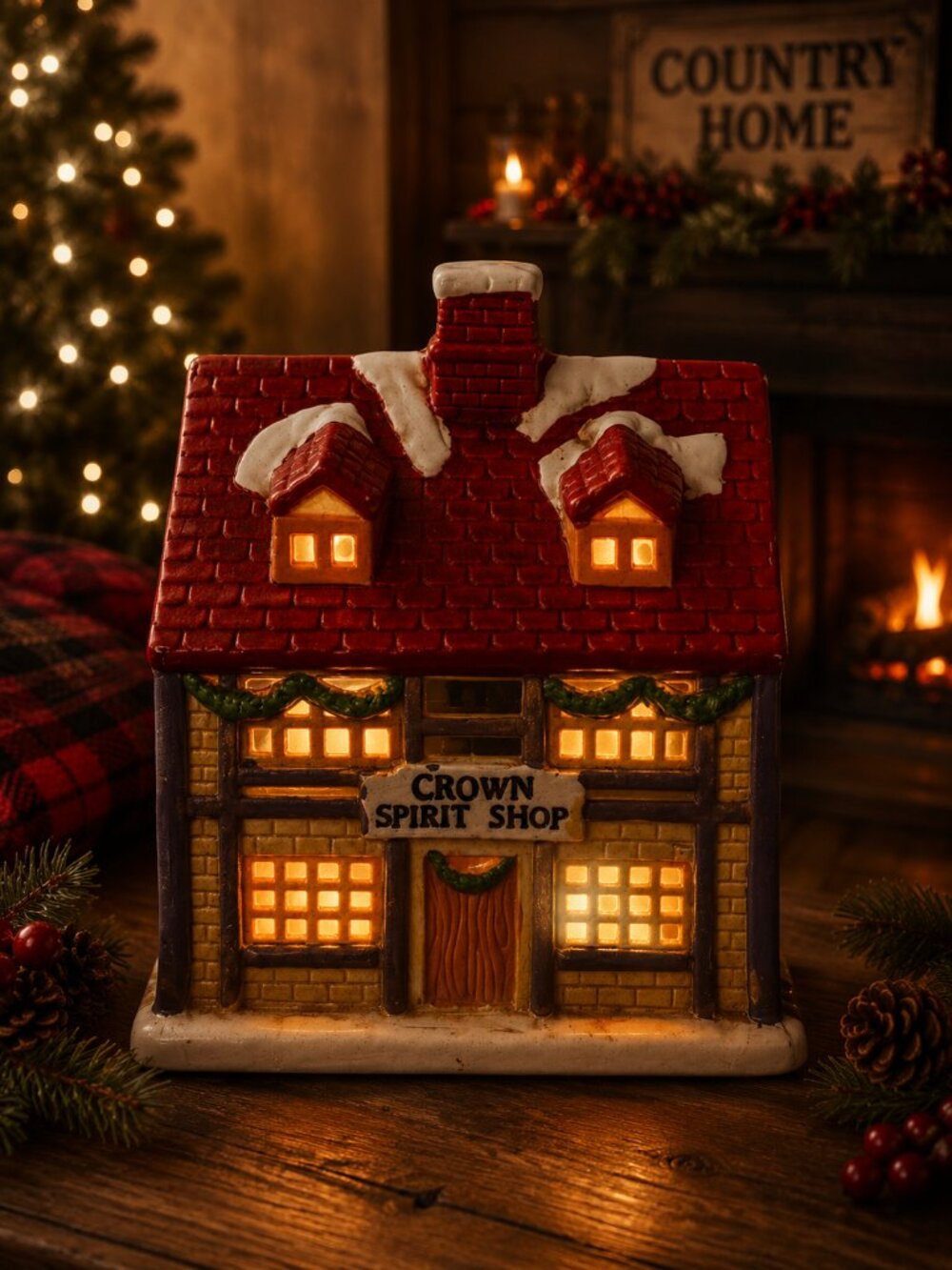 Vintage 1993 CR Collection “Crown Spirit Shop” Ceramic Light-Up House